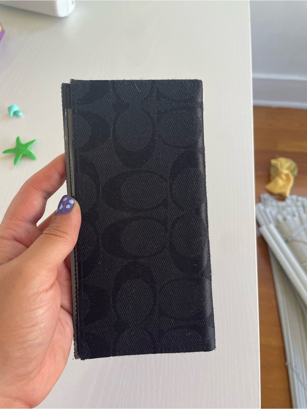 Coach Black Signature Logo Long Wallet